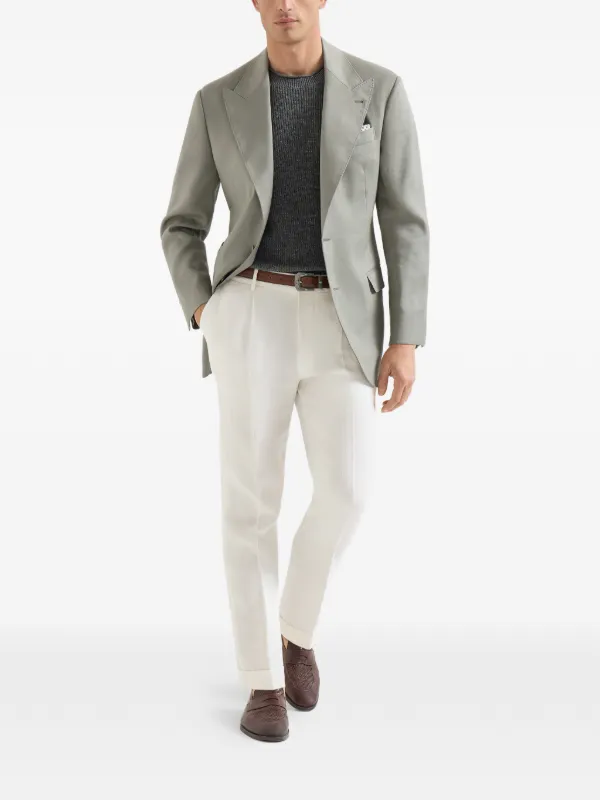 Brunello Cucinelli ガーメントダイ パンツ | ホワイト | FARFETCH JP