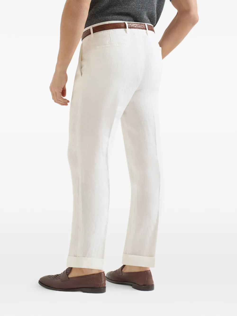 Brunello Cucinelli Geplooide broek met geverfd effect Wit