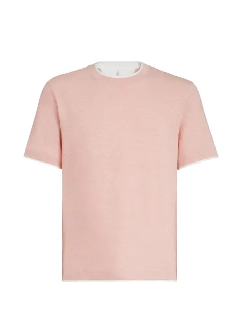 Brunello Cucinelli linen and cotton jersey crew-neck T-shirt with faux-layering