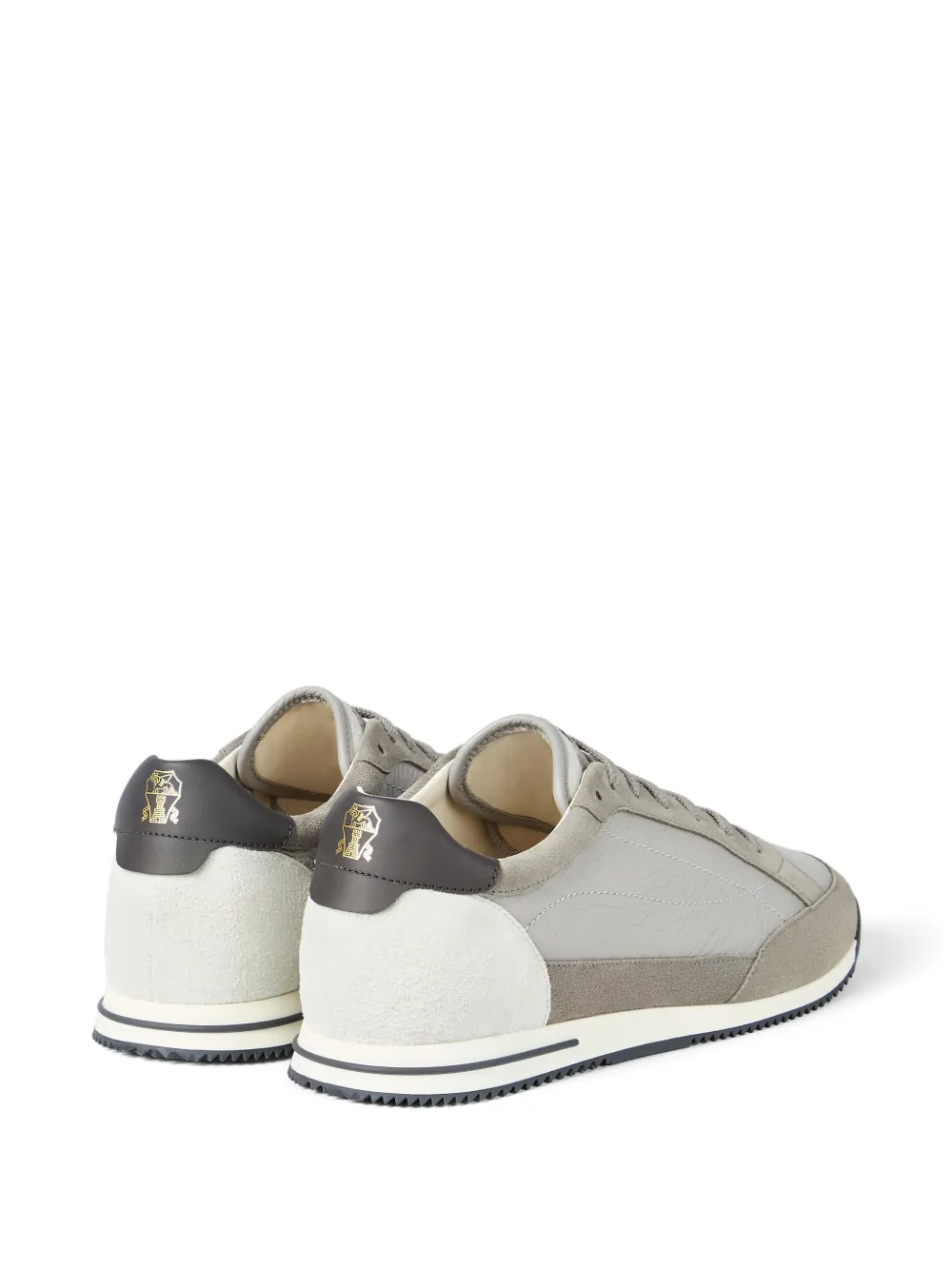 Brunello Cucinelli Sneakers van hertenleer en suède Grijs