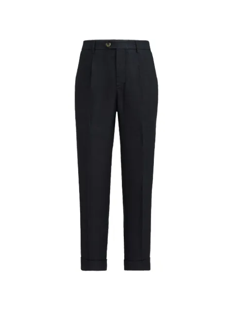 Brunello Cucinelli garment-dyed trousers in linen gabardine with pleat