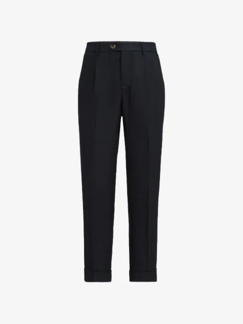 Brunello Cucinelli garment-dyed trousers in linen gabardine with pleat