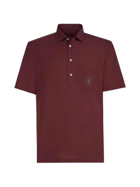 Brunello Cucinelli virgin wool poplin polo shirt with chest pocket and logo