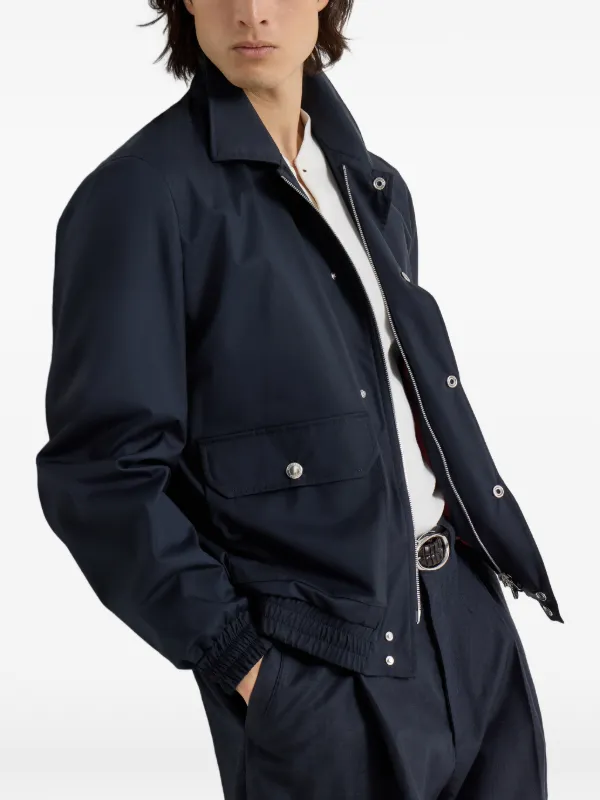 Brunello Cucinelli Collar Jacket | Blue | FARFETCH SG