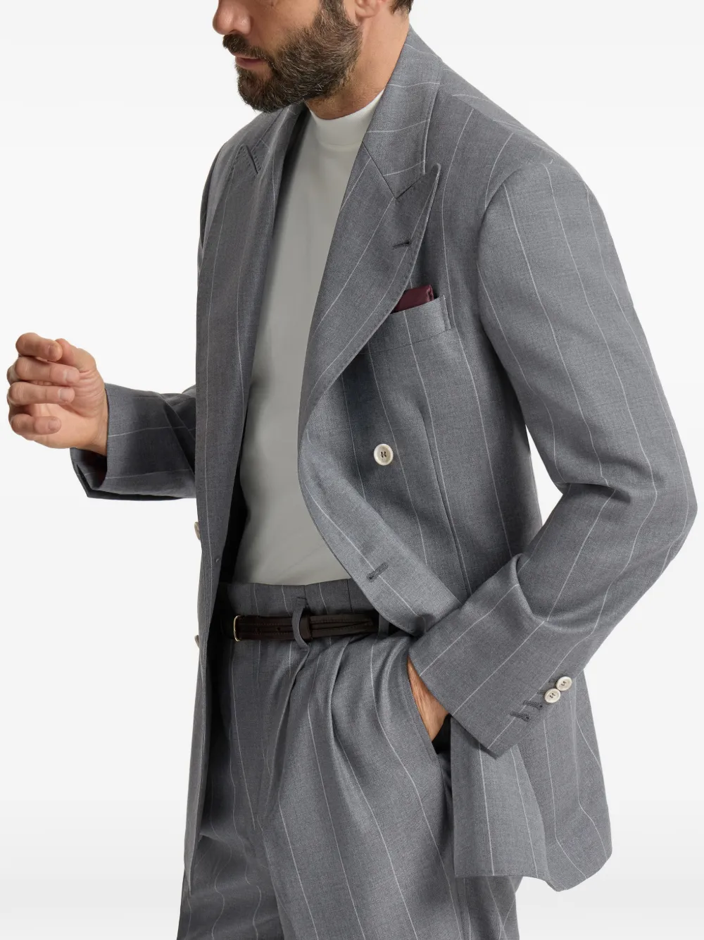 Brunello Cucinelli Blazer van scheerwol met krijtstreep Grijs
