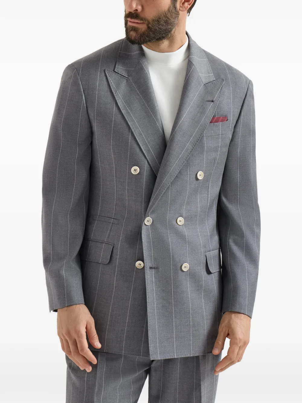 Brunello Cucinelli Blazer van scheerwol met krijtstreep Grijs