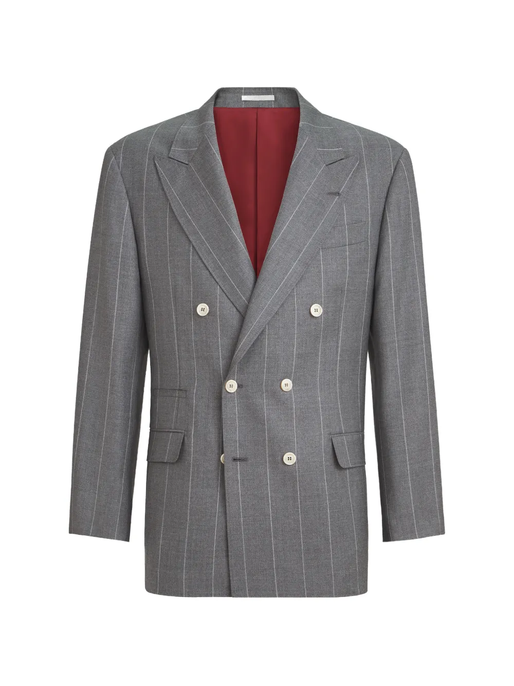 Brunello Cucinelli virgin wool chalk stripe one-and-a-half breasted tailor blazer - Grigio