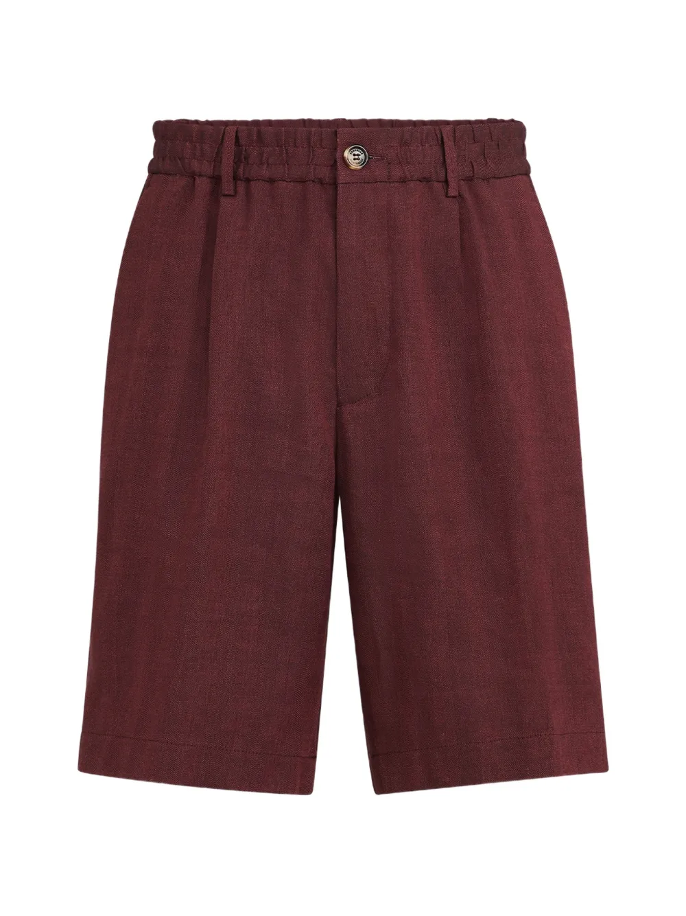 Brunello Cucinelli linen and virgin wool chevron Bermuda shorts - Rosso