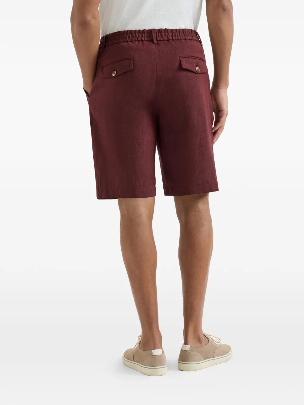 Brunello Cucinelli Bermuda shorts met chevron streep van scheerwol Rood