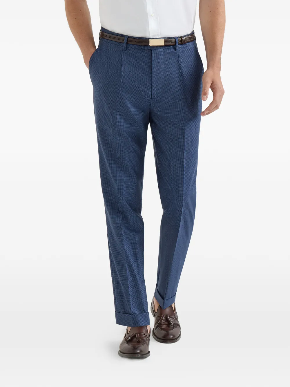 Virgin Wool Houndstooth Trousers