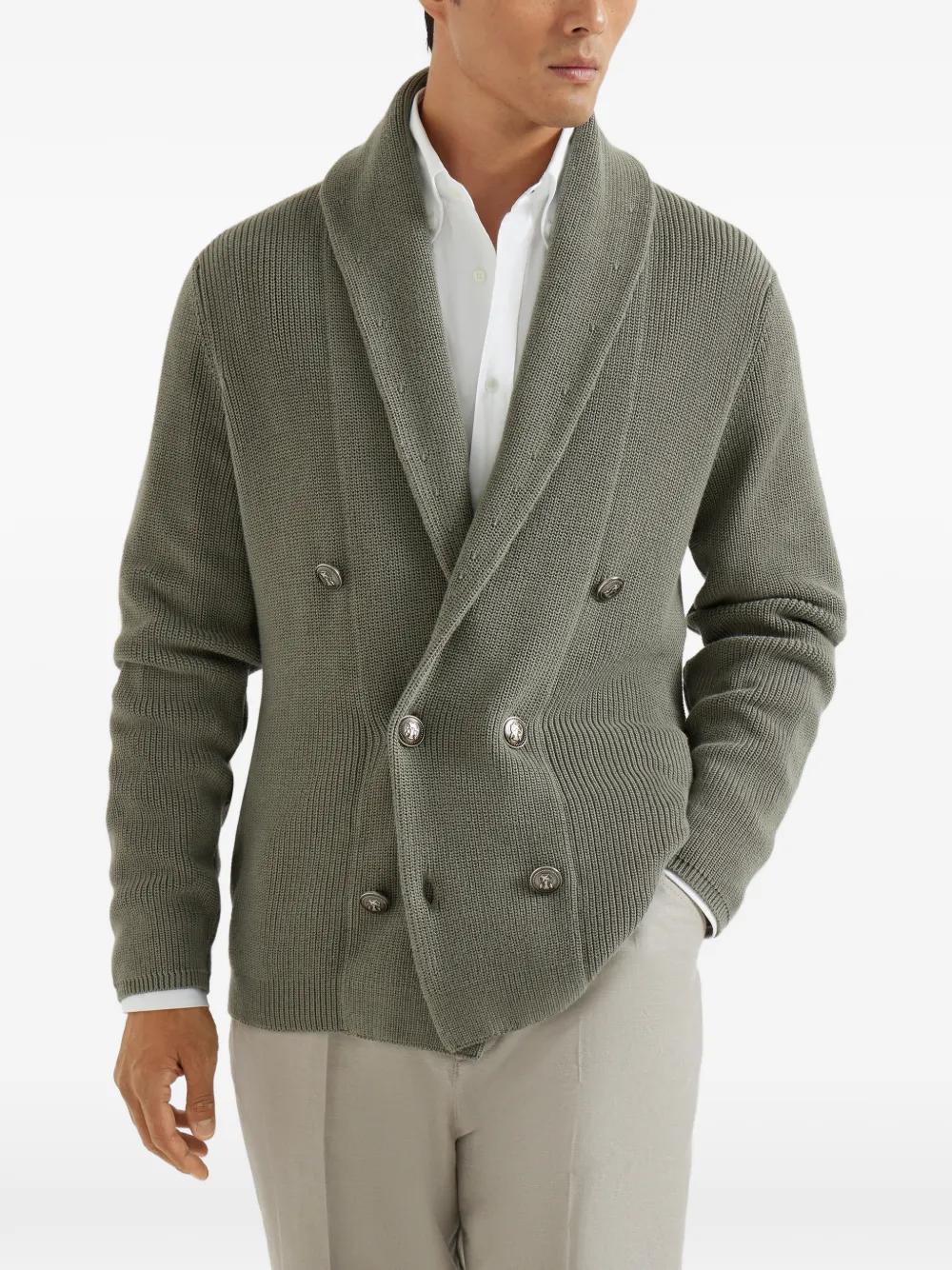  Brunello Cucinelli Rib Cardigan - Green 