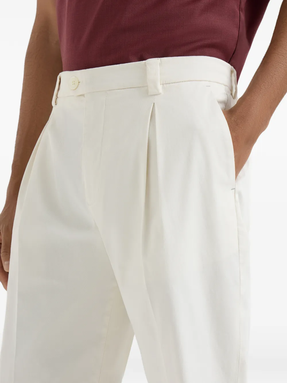 Brunello Cucinelli Pima katoenen broek met tee houder Beige