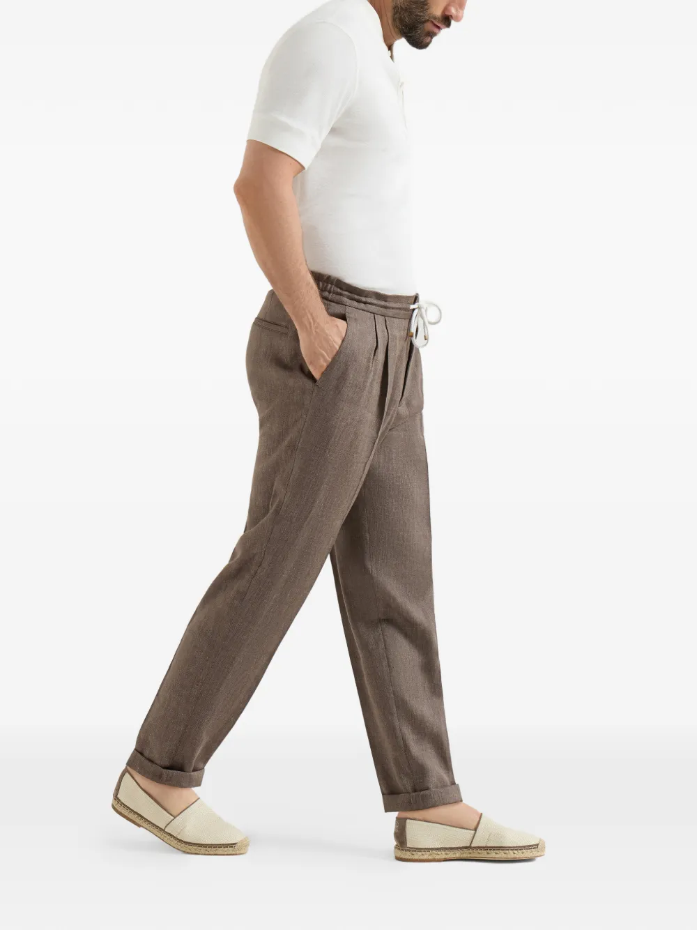 Brunello Cucinelli Broek met trekkoord Bruin