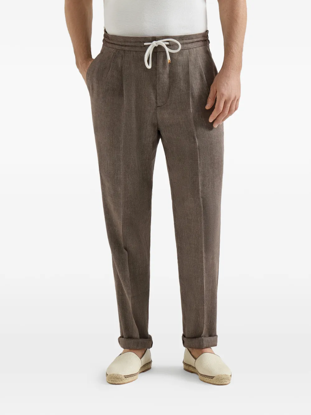Brunello Cucinelli Broek met trekkoord Bruin