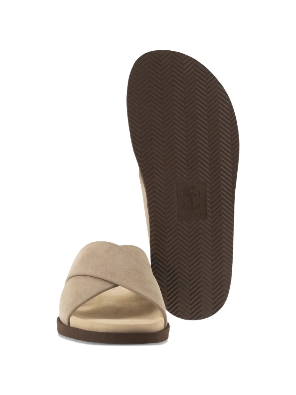 Brunello Cucinelli Suède sandalen met gekruiste bandjes Beige