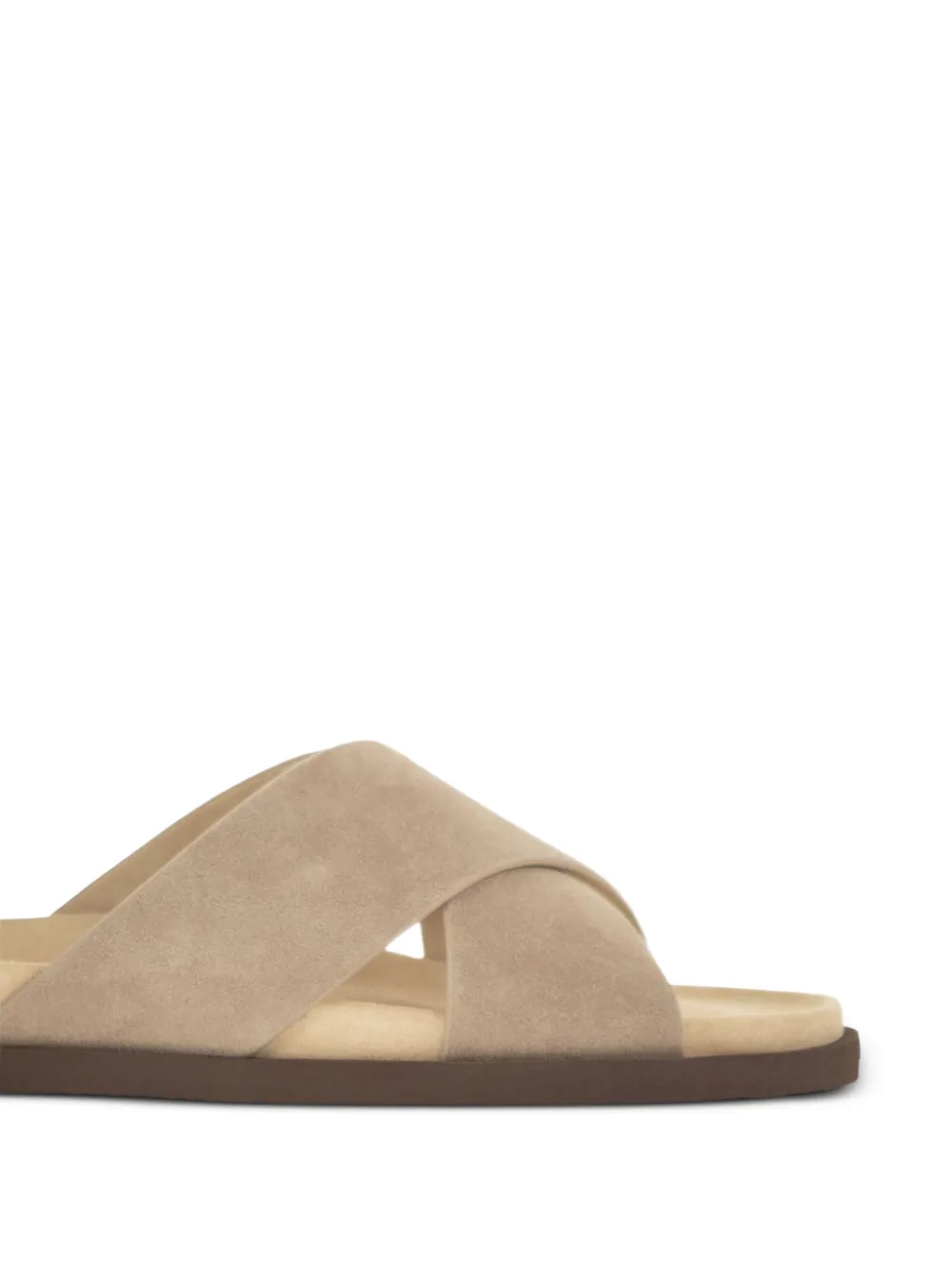 Brunello Cucinelli Suède sandalen met gekruiste bandjes Beige