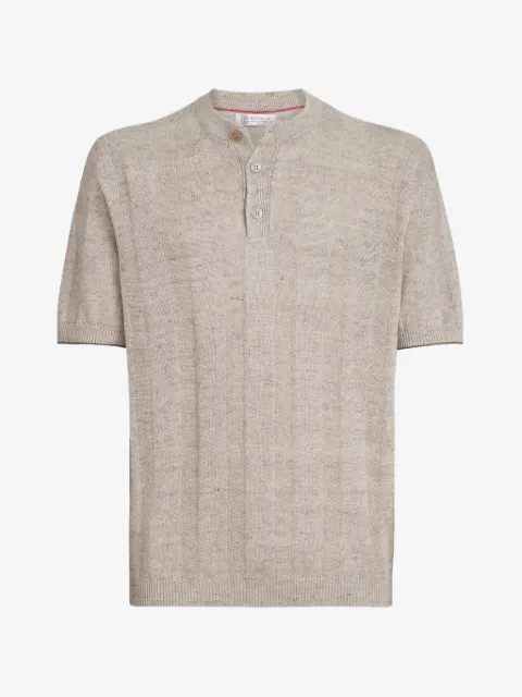 Brunello Cucinelli ribbed Henley-collar T-shirt