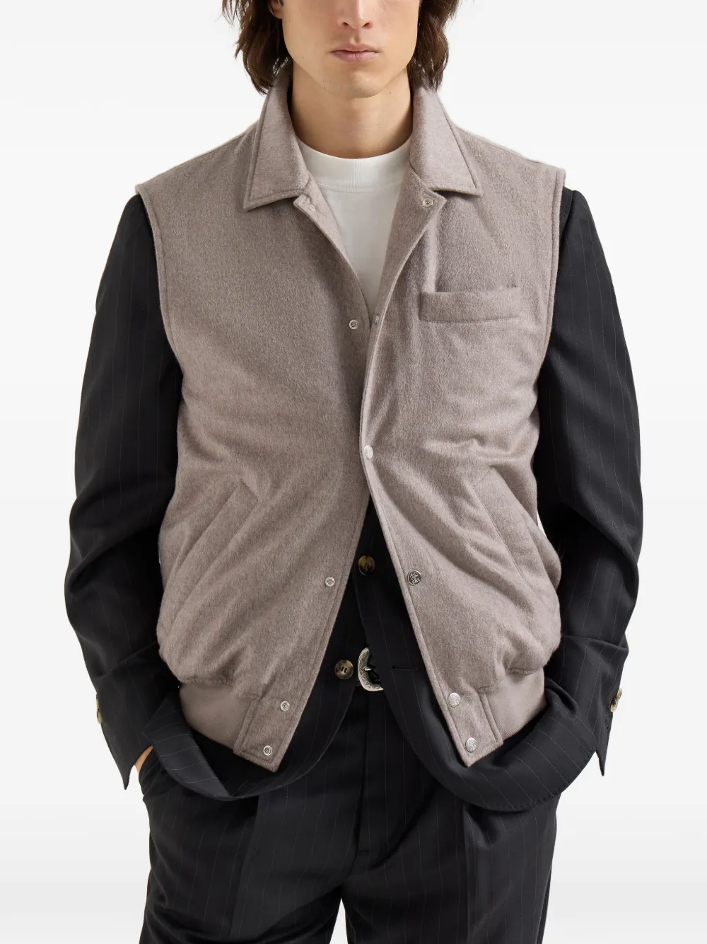 Brunello Cucinelli Flanellen bodywarmer Beige