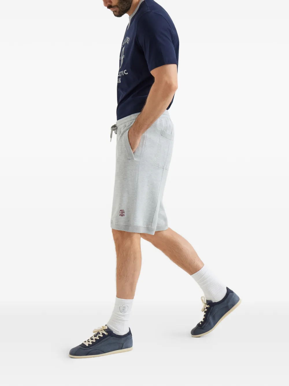Brunello Cucinelli Shorts met geborduurd logo Grijs
