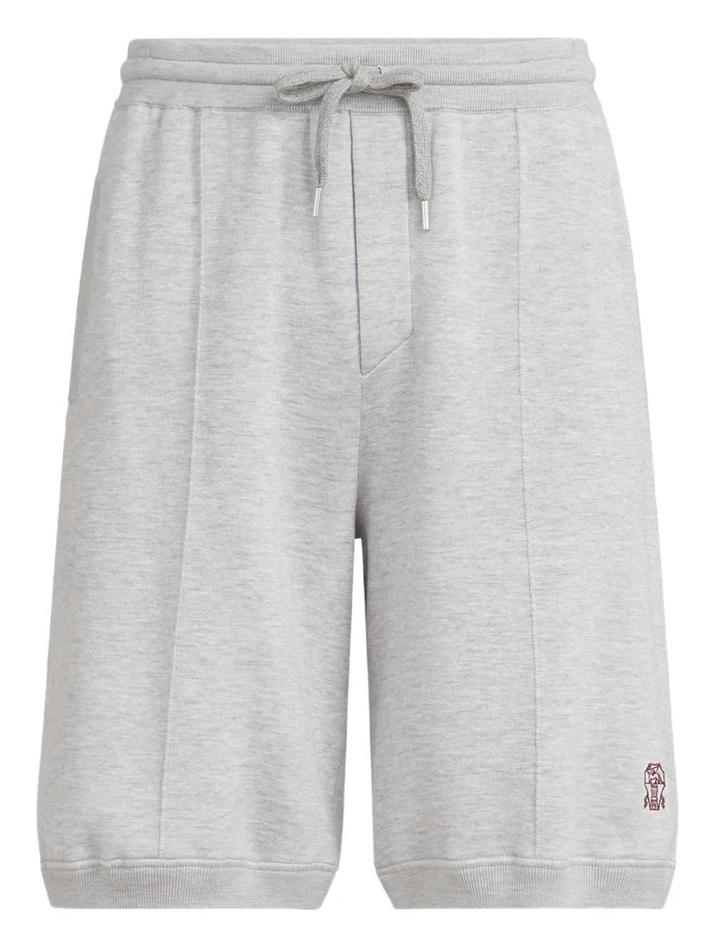 Brunello Cucinelli Shorts con logo ricamato - Grigio
