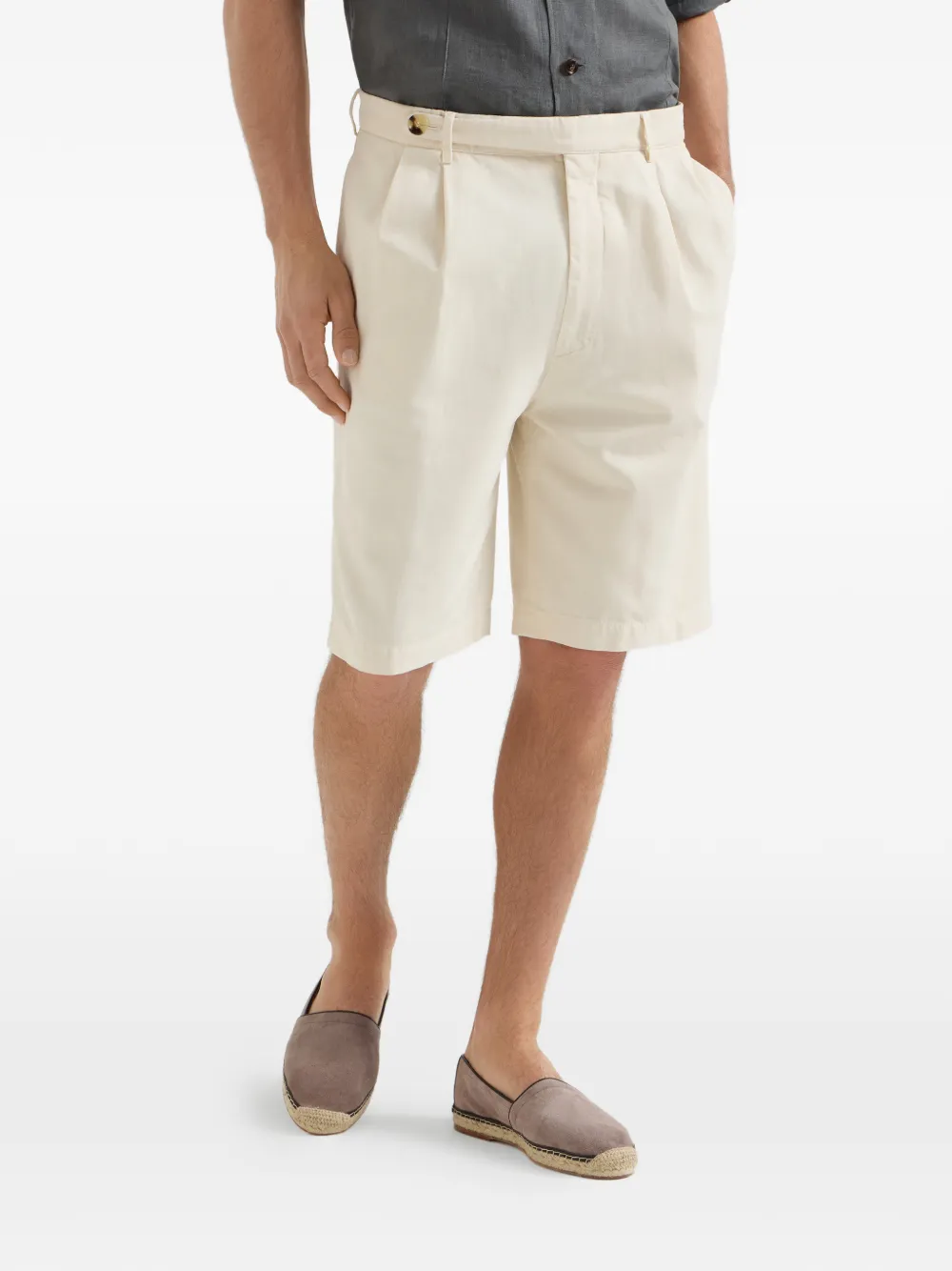 Brunello Cucinelli Geplooide shorts met tailleband Beige