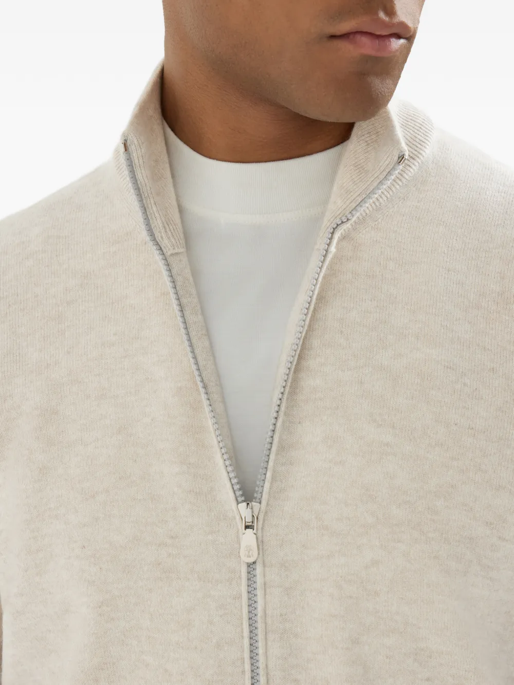 Brunello Cucinelli Kasjmier vest met col en rits Beige