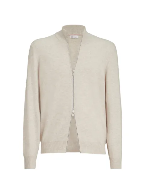 Brunello Cucinelli cashmere turtleneck cardigan with zipper