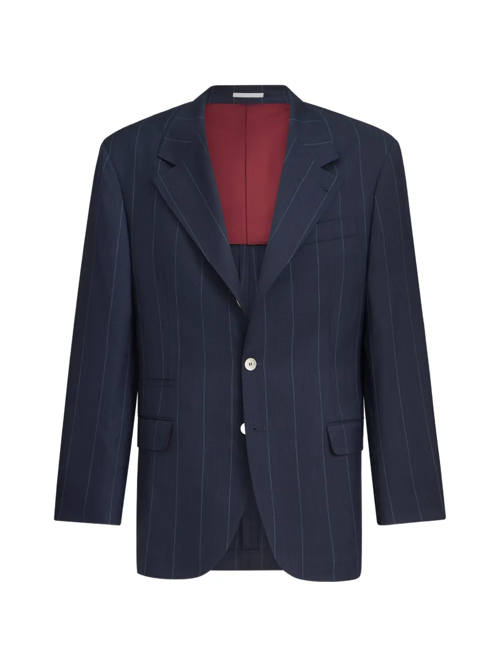 Brunello Cucinelli virgin wool chalk stripe tailor blazer - Blue
