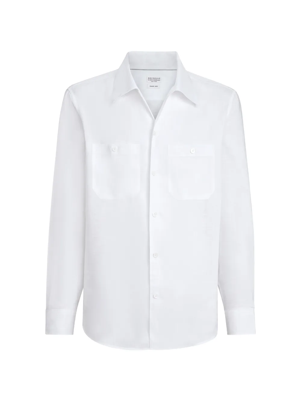 Brunello Cucinelli linen easy fit shirt with chest pockets - Bianco