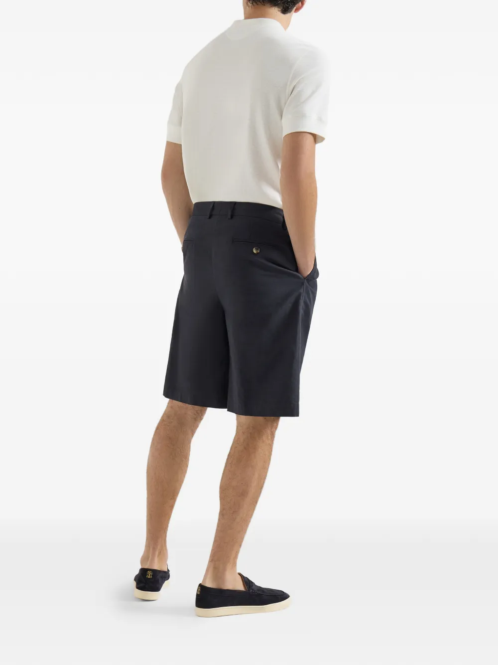  Brunello Cucinelli Pleated Bermuda Shorts - Blue 