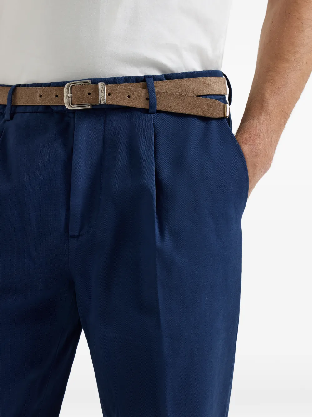 Garment-Dyed Trousers In Twisted Cotton Gabardine With Pleat