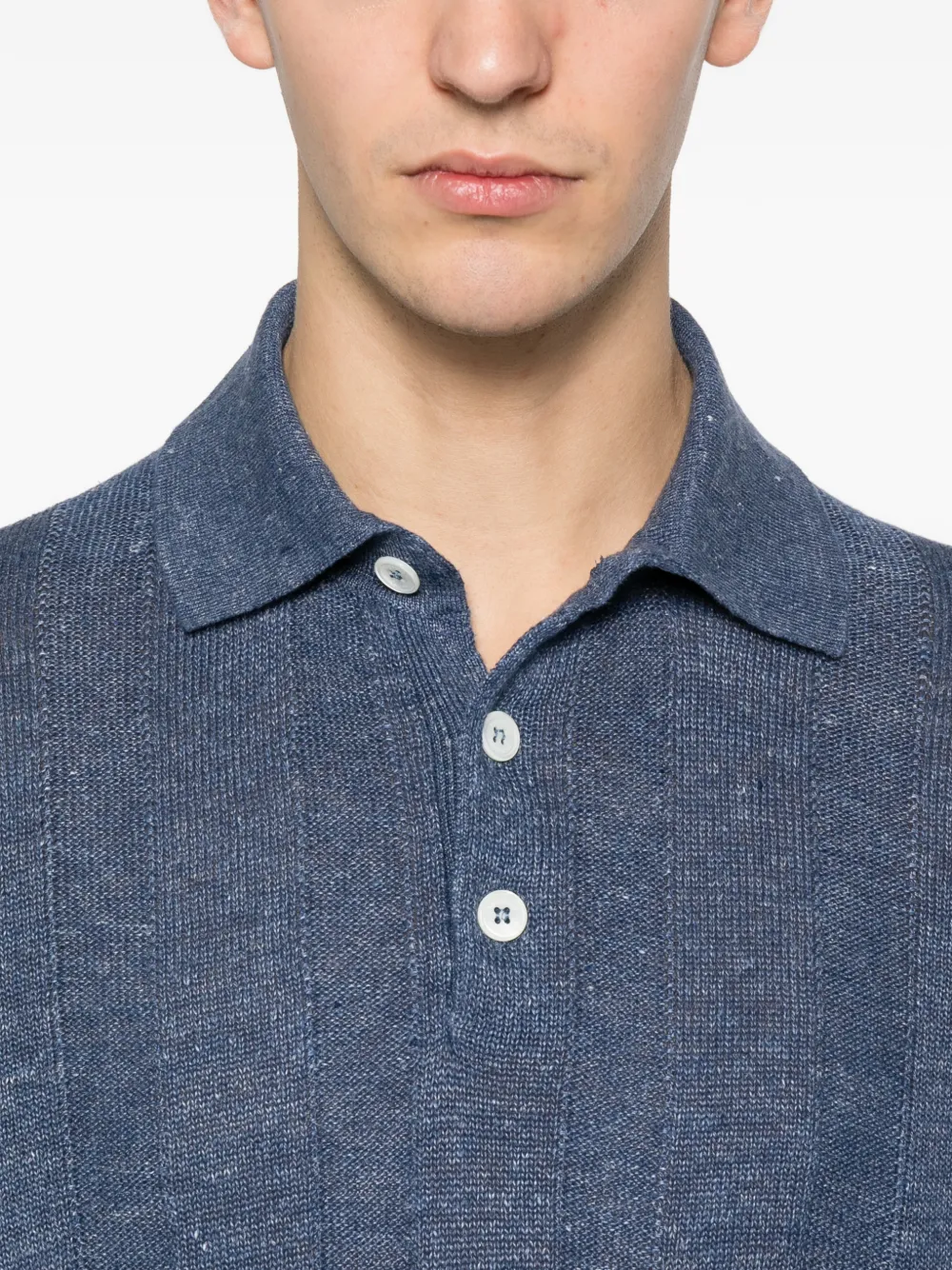 Brunello Cucinelli Ribgebreid poloshirt Blauw