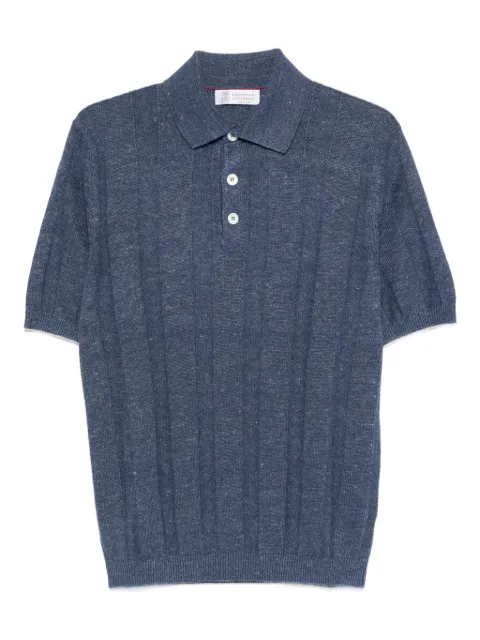 Brunello Cucinelli ribbed-knit short-sleeve polo shirt