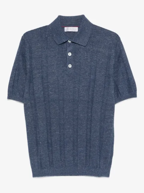 Brunello Cucinelli polo en maille nervurée à manches courtes