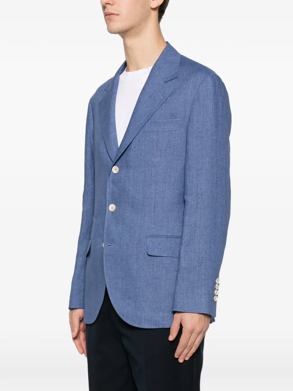 Brunello Cucinelli Blazer met enkele rij knopen Blauw
