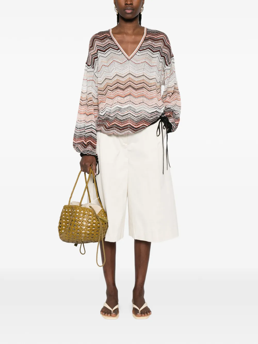  Missoni V-neck Chevron Top - Neutrals 