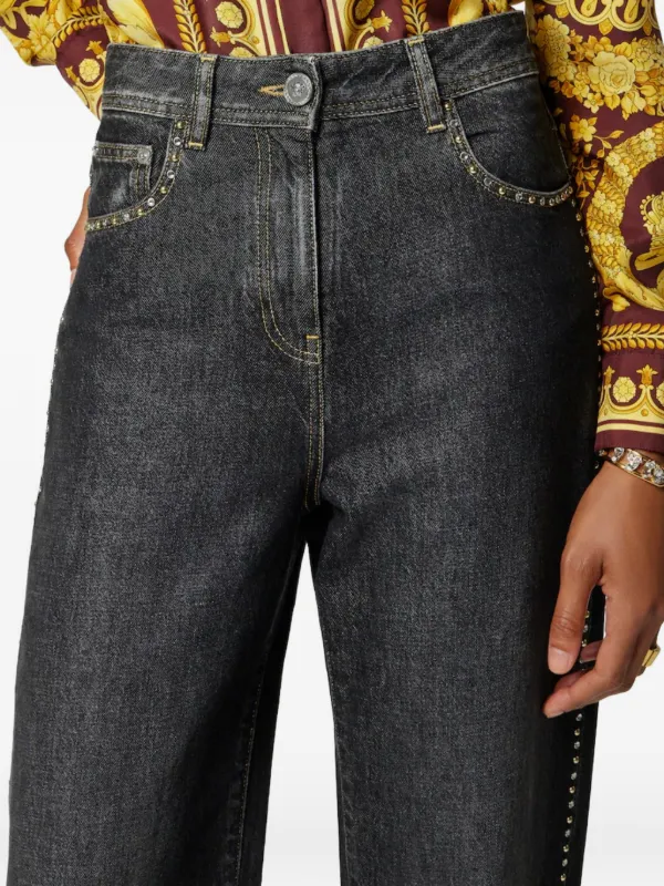 Versace スタッズ ハイウエスト デニムパンツ | ブラック | FARFETCH JP