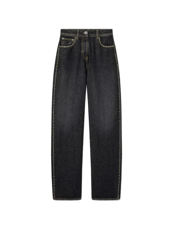 Versace スタッズ ハイウエスト デニムパンツ | ブラック | FARFETCH JP