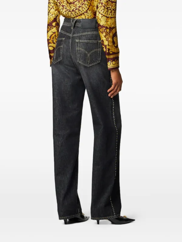 Versace スタッズ ハイウエスト デニムパンツ | ブラック | FARFETCH JP