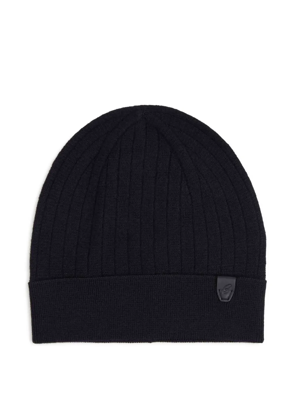 Brioni ribbed logo-patch beanie hat - Blu