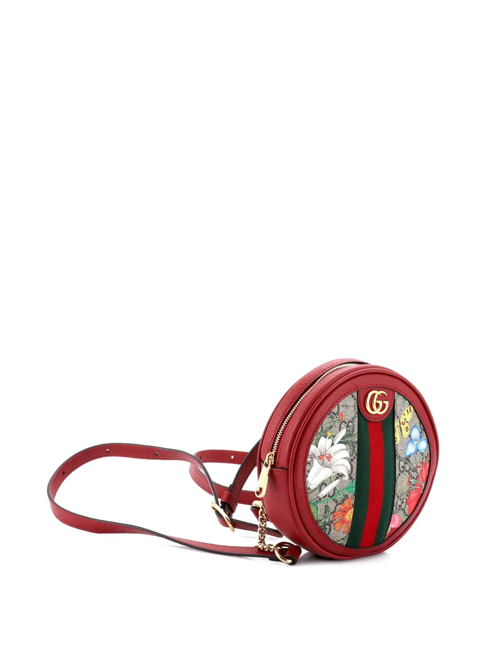 Pre-owned Gucci Ophidia Round Flora Gg Coated Canvas Mini Backpack In Brown