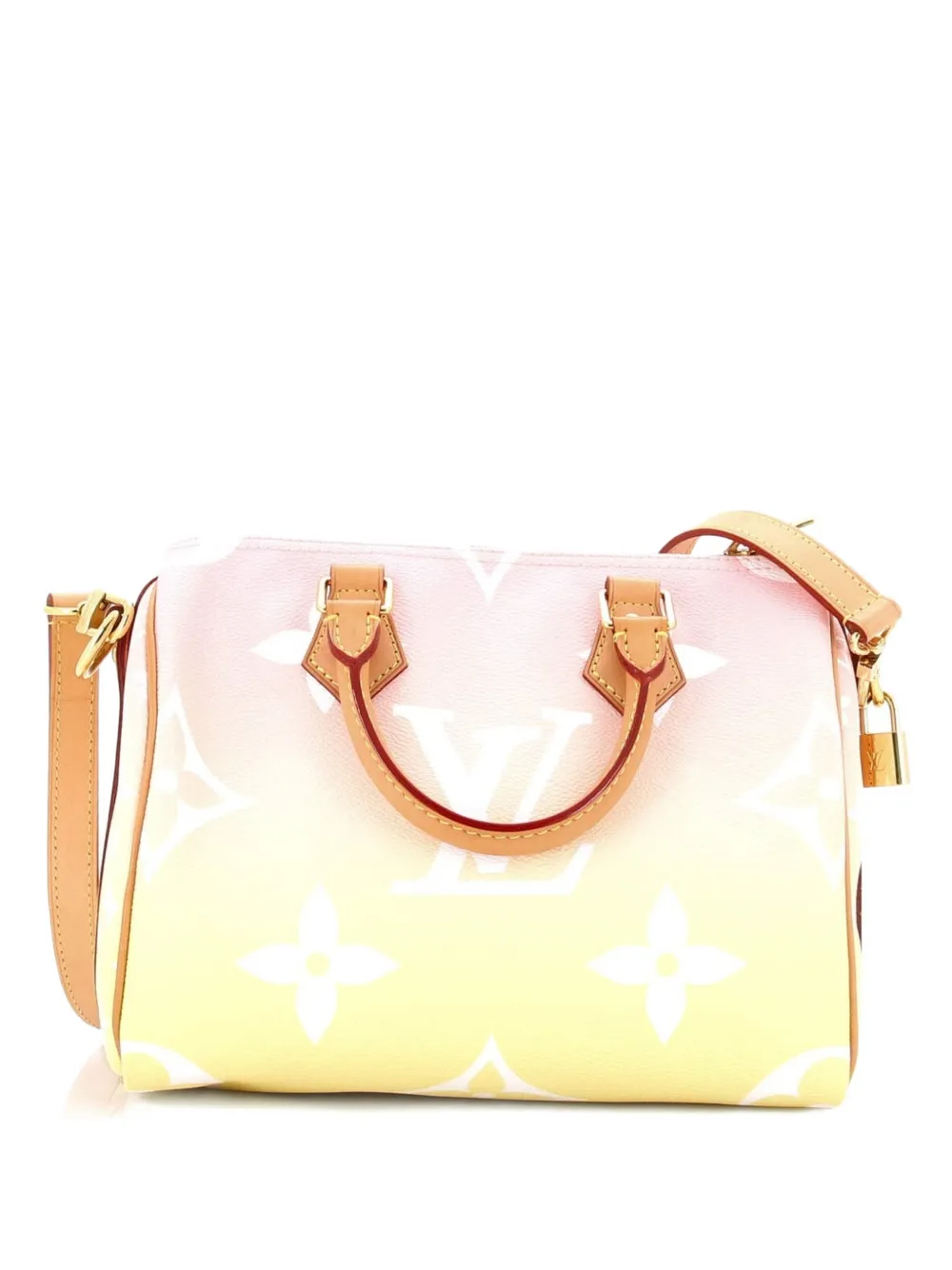 Pre-owned Louis Vuitton Speedy Bandouliere Bag By The Pool Monogram Giant 25 Satchel In Pink