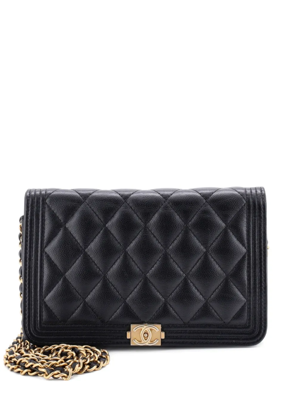 CHANEL Pre-Owned Boy Wallet on Chain Quilted Lambskin crossbody bag - Nero