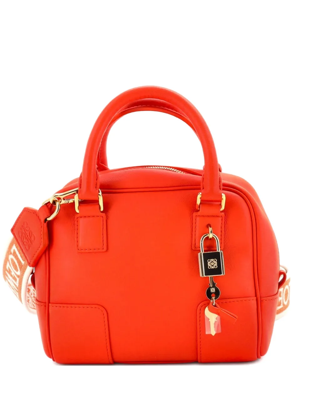 Pre-owned Loewe Amazona Square Bag Leather 16 Satchel In Orange