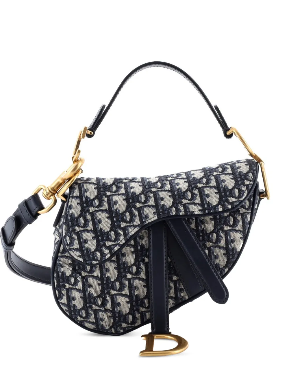 Christian Dior Pre-Owned Saddle Handbag Oblique Canvas Mini shoulder bag - Blu