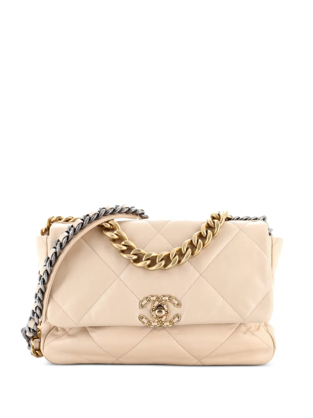 CHANEL Pre-Owned 19 Flap Bag Quilted Leather Large crossbody bag - Toni neutri
