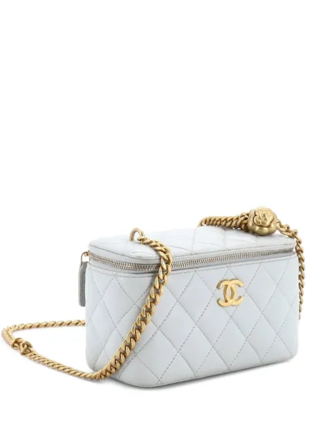 CHANEL Pre-Owned Sweet Camellia Vanity Case with Chain Quilted Lambskin Small crossbody bag