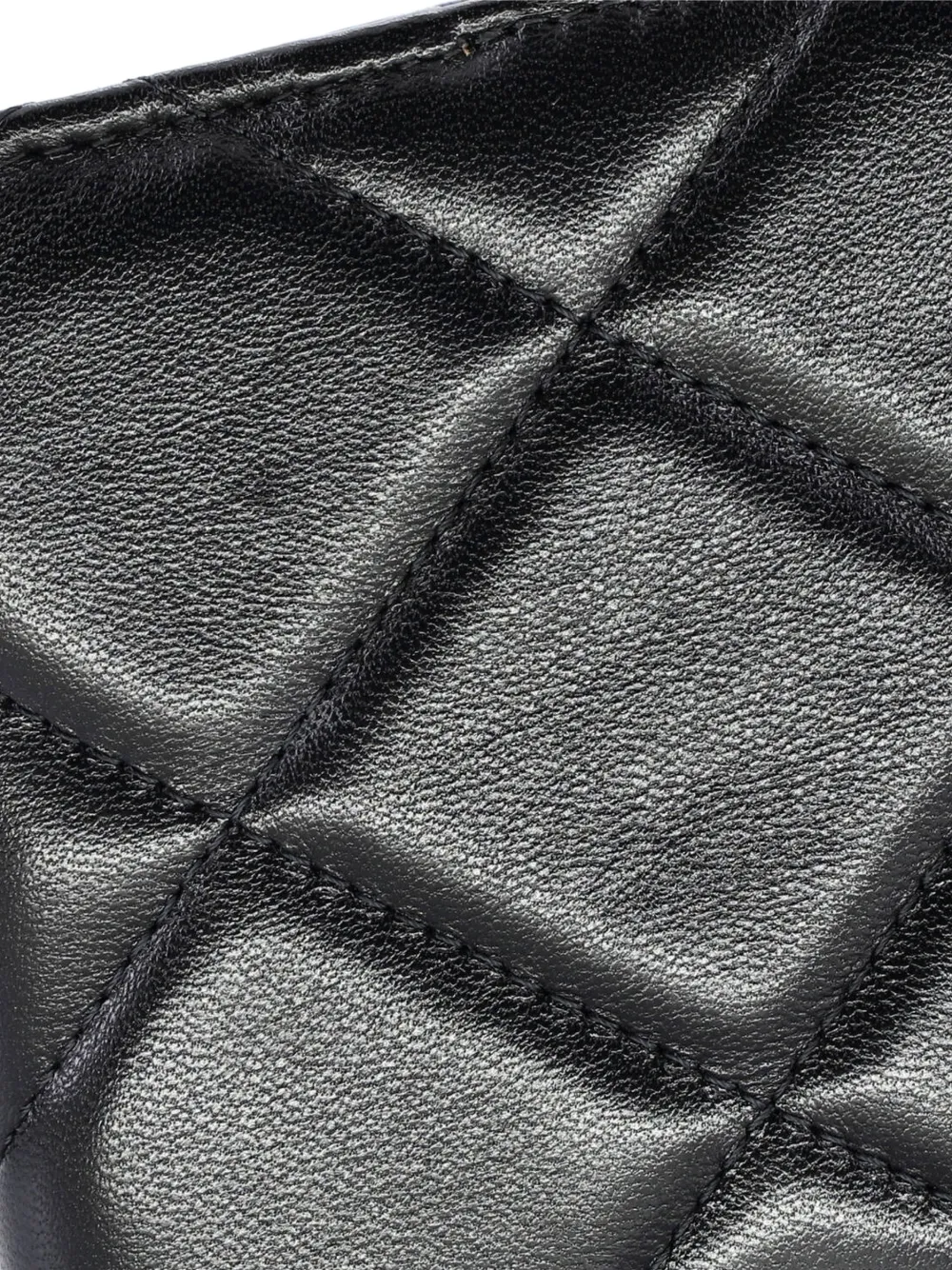 Pre-owned Chanel 19 Vertical Phone Holder With Chain Quilted Lambskin Crossbody Bag In Black