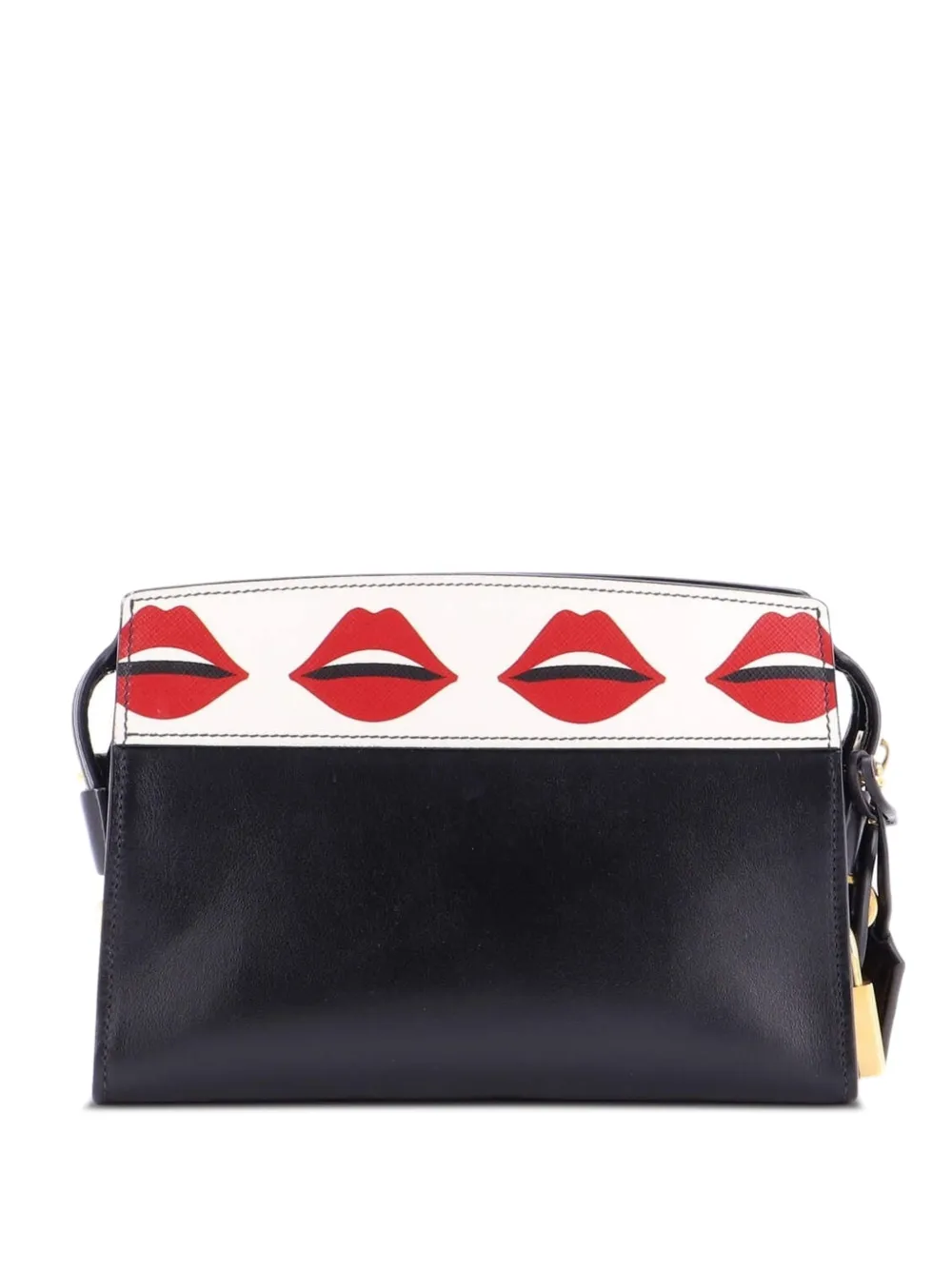 Pre-owned Prada Esplanade Printed Saffiano And City Calf Small Crossbody Bag In Black