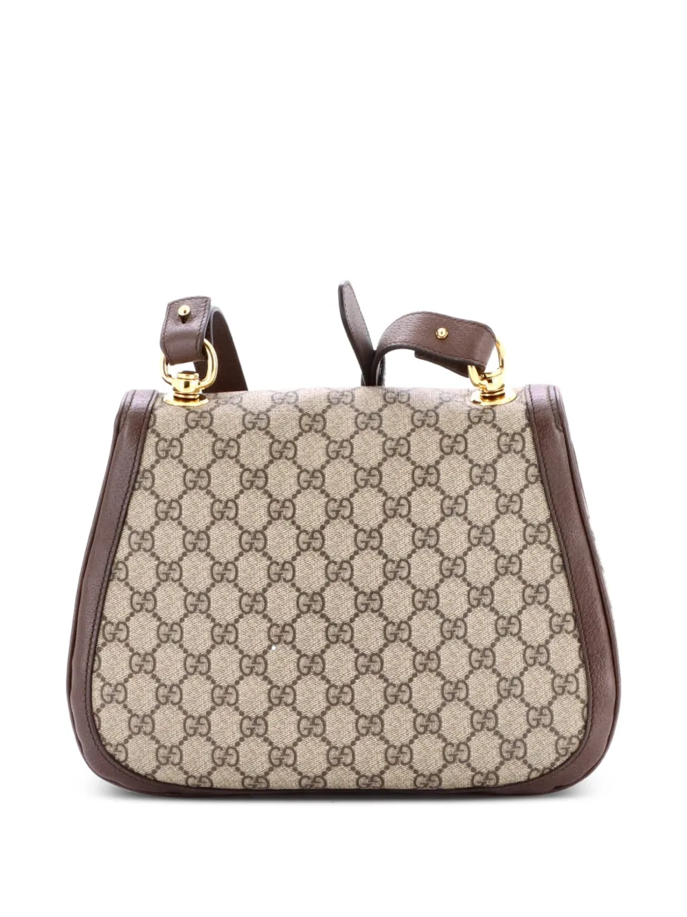 Pre-owned Gucci Blondie Nm Top Handle Bag Gg Coated Canvas Medium Satchel In Brown